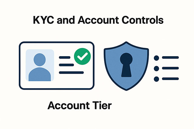 KYC controls and account tiers: higher limits require additional verification