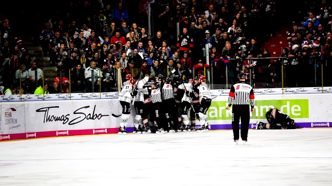 people watching players on ice rink